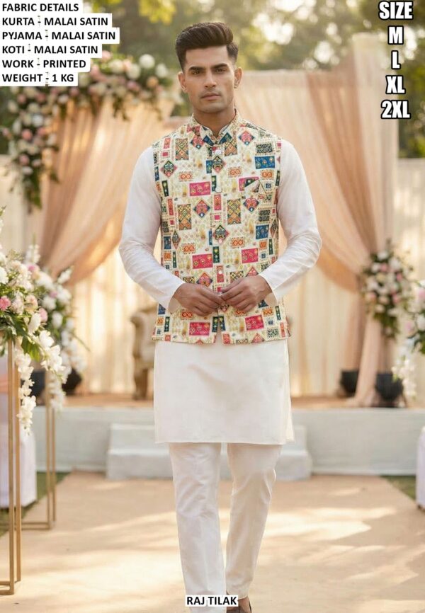 Designer Printed Koti Kurta Pyjama Set