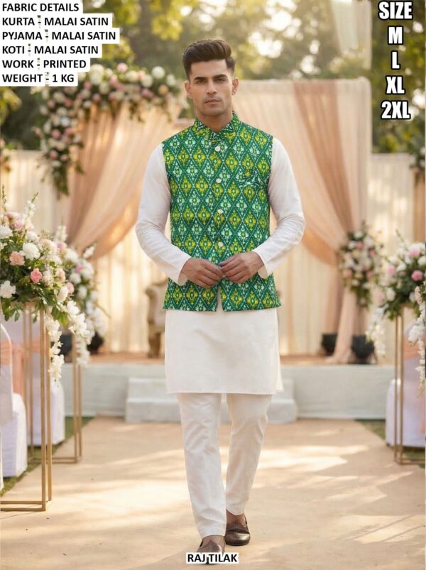 Designer Printed Koti Kurta Pyjama Set