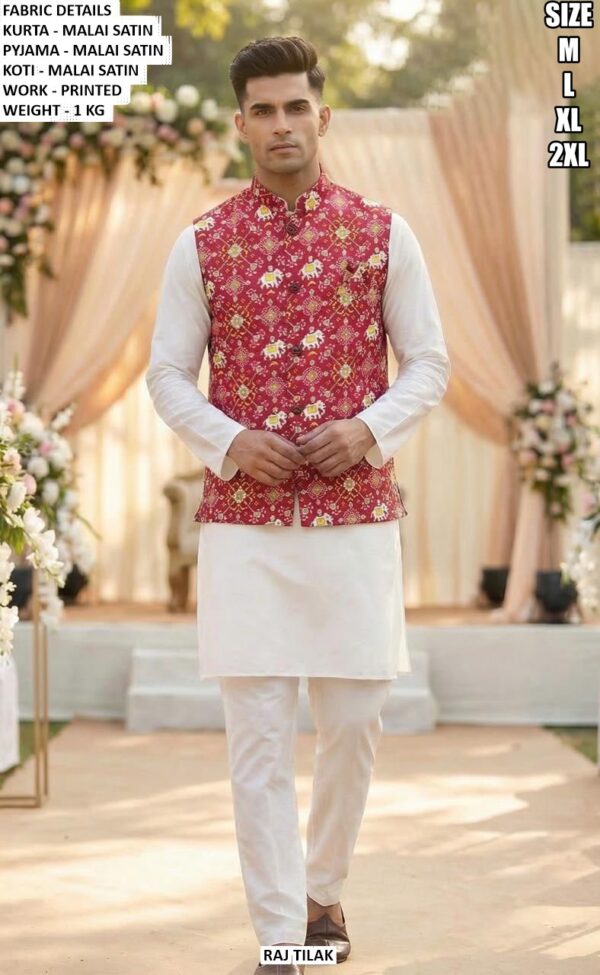 Designer Printed Koti Kurta Pyjama Set