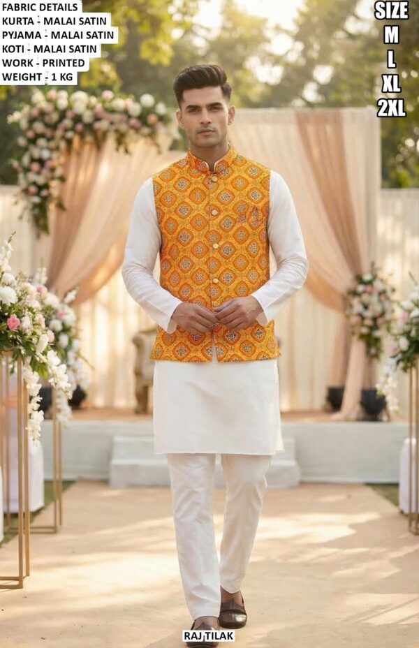 Designer Printed Koti Kurta Pyjama Set