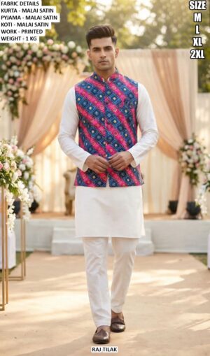 Designer Printed Koti Kurta Pyjama Set