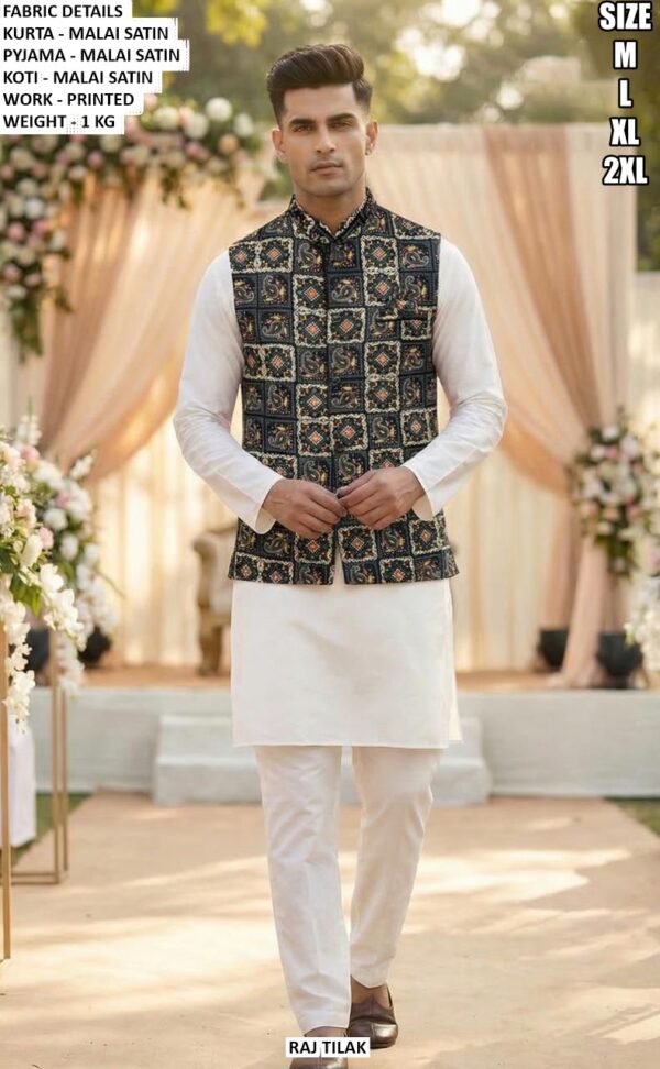 Designer Printed Koti Kurta Pyjama Set
