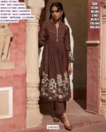 Mul Chanderi Suit Set With Applique Cutwork And Embroidery