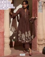 Mul Chanderi Suit Set With Applique Cutwork And Embroidery