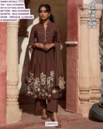 Mul Chanderi Suit Set With Applique Cutwork And Embroidery