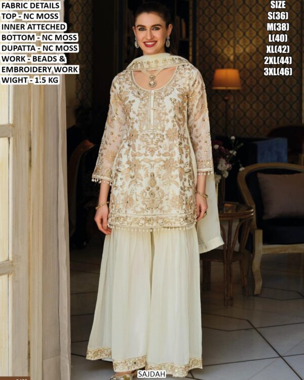 Premium Nc Moss Sharara Suit Set For Women