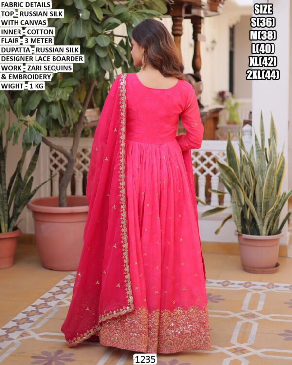Elegant Zari Sequins Embroidery Gown