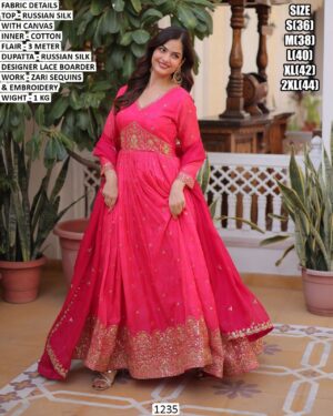 Elegant Zari Sequins Embroidery Gown