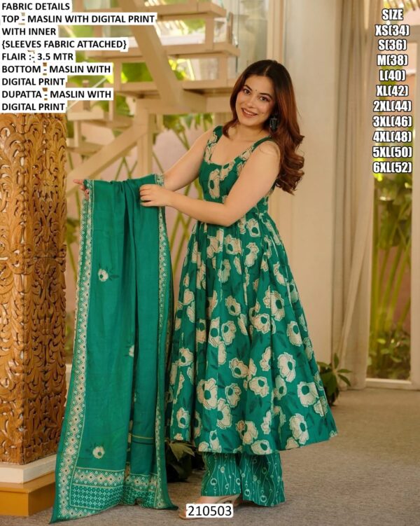 Elegant Maslin Top Bottom Dupatta Set