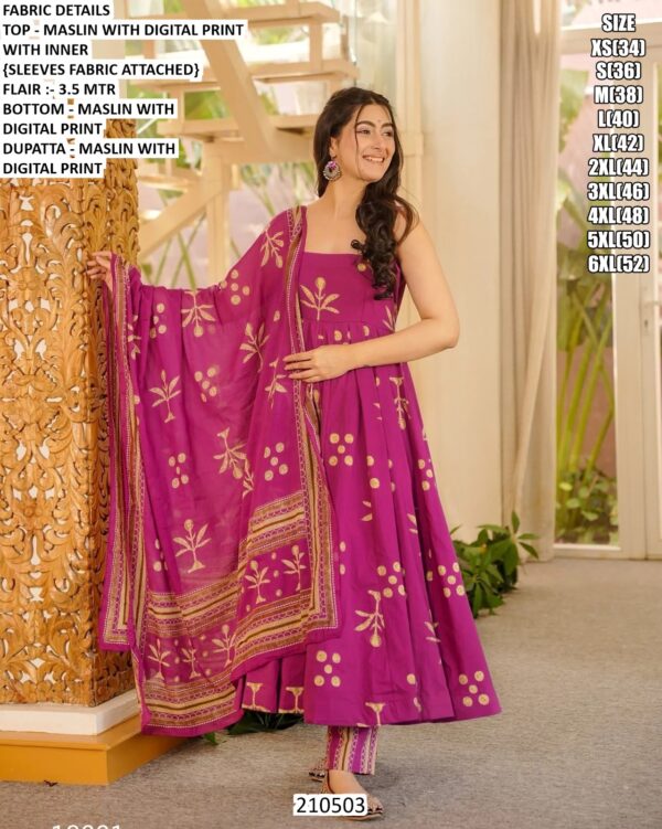 Elegant Maslin Top Bottom Dupatta Set