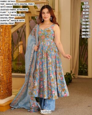 Elegant Maslin Top Bottom Dupatta Set