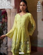 Designer Mul Chanderi Outfit With Applique Work