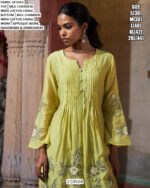 Designer Mul Chanderi Outfit With Applique Work