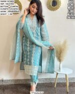 Vichitra Embroidered Suit Set For Women