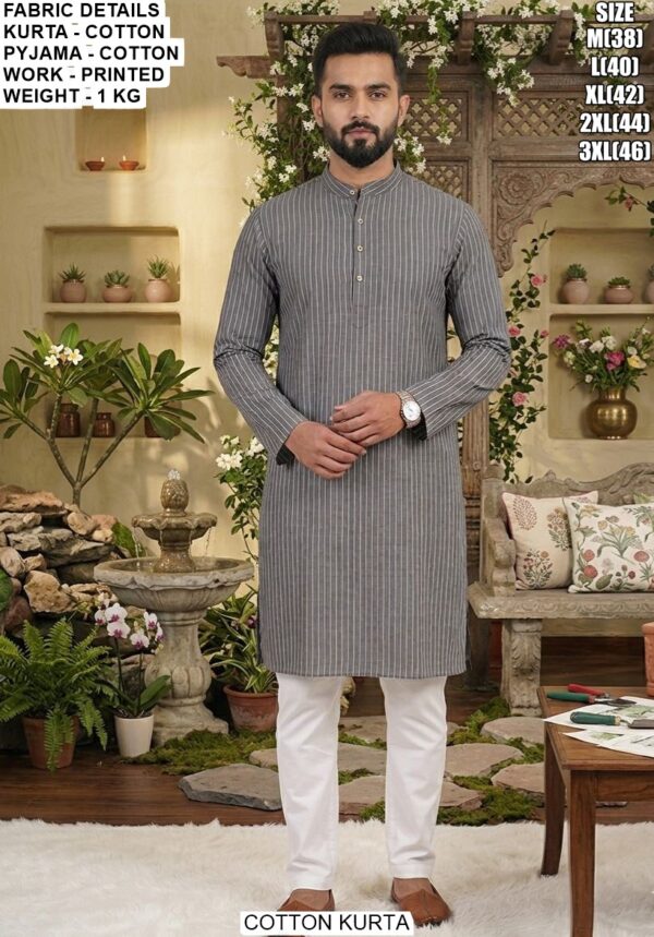Cotton Printed Kurta Pajama Set For Men