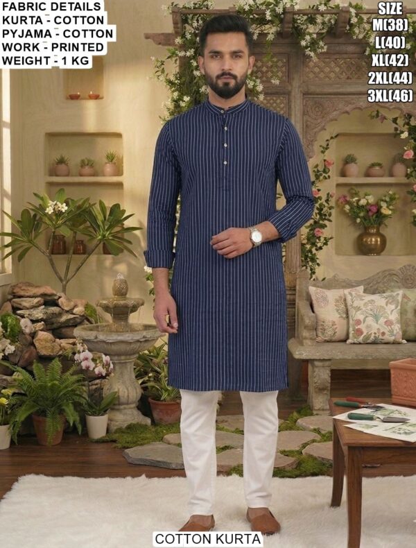 Cotton Printed Kurta Pajama Set For Men