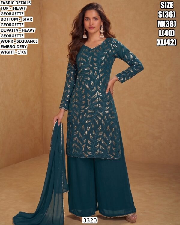 Elegant Sequence Embroidery Suit Set