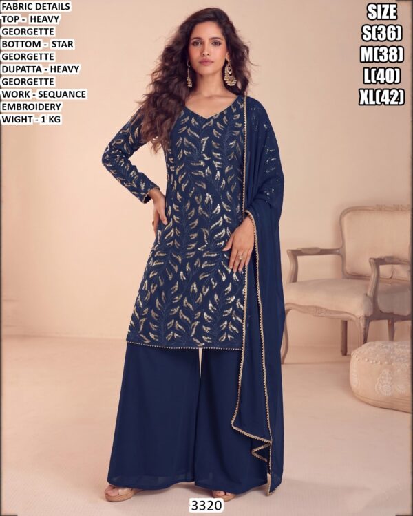 Elegant Sequence Embroidery Suit Set
