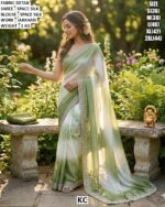 Space Silk Saree With Jarkhan Work And Matching Blouse