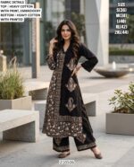 Heavy Cotton Top Bottom Set With Print And Embroidery