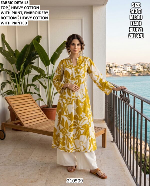 Premium Cotton Embroidery Kurti Pant Dupatta Set
