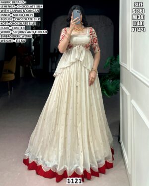 Chocolate Silk Designer Lehenga Choli With Koti