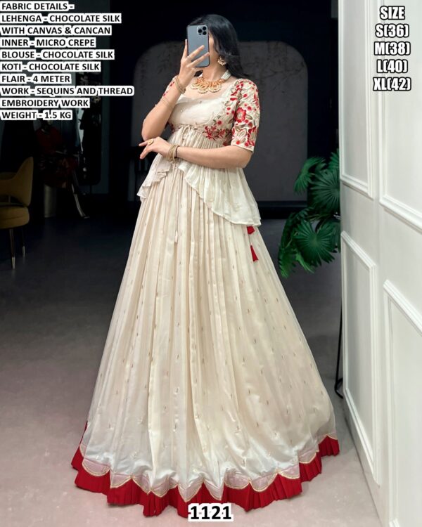Chocolate Silk Designer Lehenga Choli With Koti