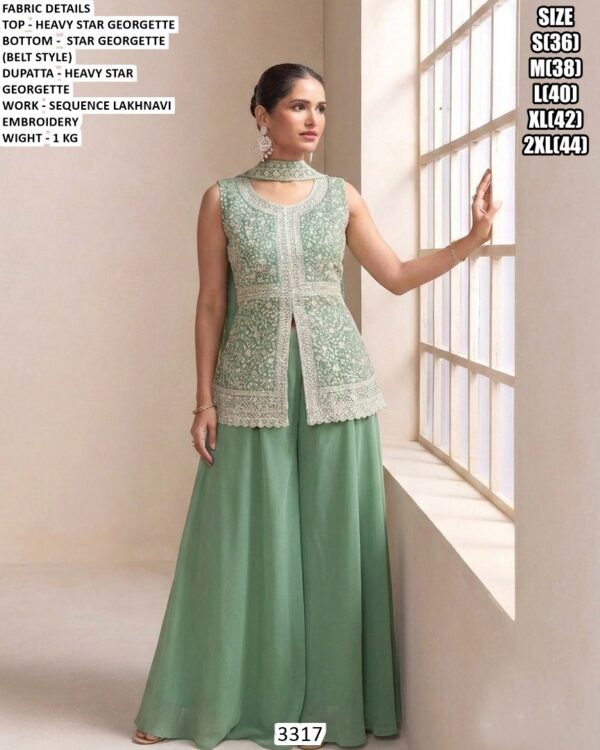 Premium Star Georgette Sequins Embroidery Suit