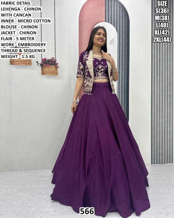 Stylish Chinon Lehenga With Jacket For Women