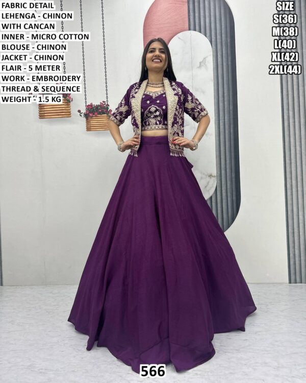 Stylish Chinon Lehenga With Jacket For Women