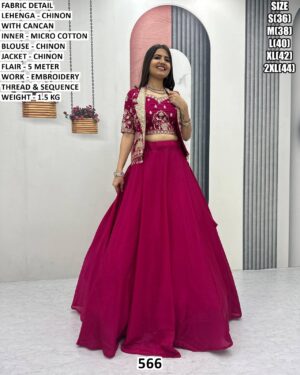 Stylish Chinon Lehenga With Jacket For Women