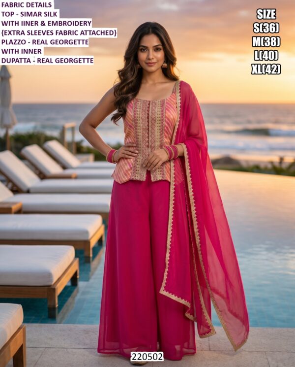 Embroidery Palazzo Suit For Women
