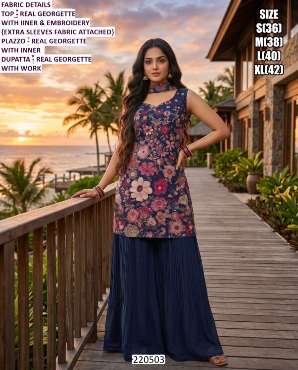 Embroidery Palazzo Suit For Women