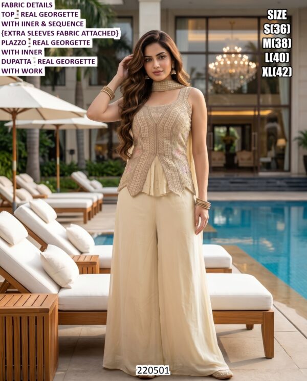 Embroidery Palazzo Suit For Women
