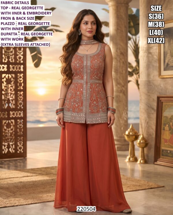 Embroidery Palazzo Suit For Women