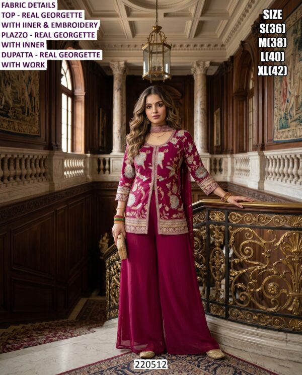 Designer Palazzo Suit Set With Embroidery Work