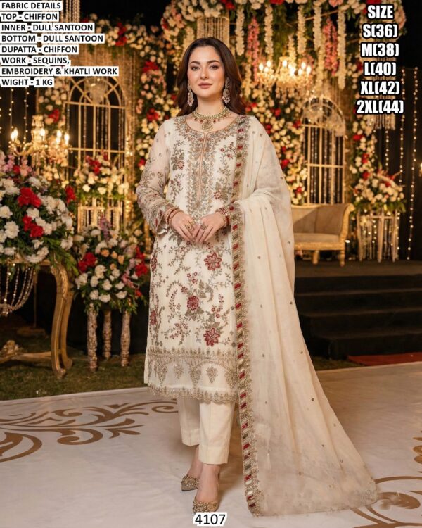 Chiffon Sequins Embroidery Suit With Dupatta