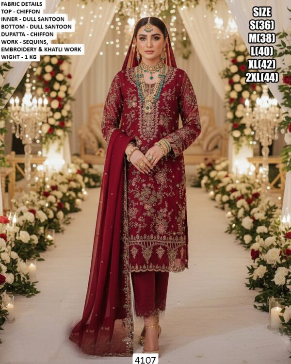 Chiffon Sequins Embroidery Suit With Dupatta