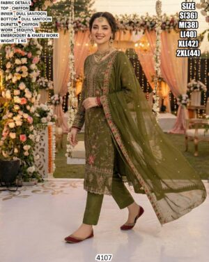 Chiffon Sequins Embroidery Suit With Dupatta