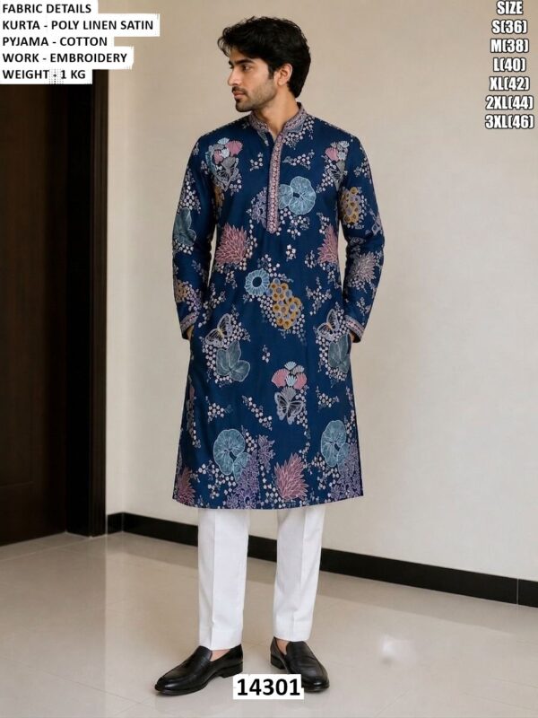 Men Kurta Pajama Set With Embroidery Work