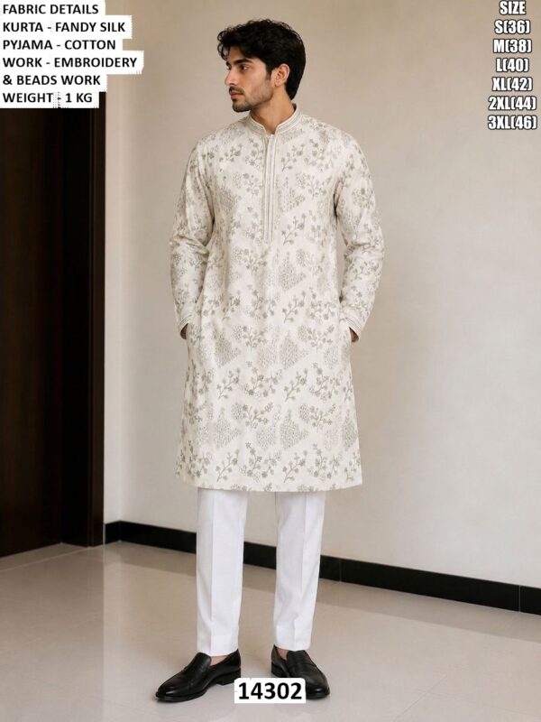 Men Kurta Pajama Set With Embroidery Work