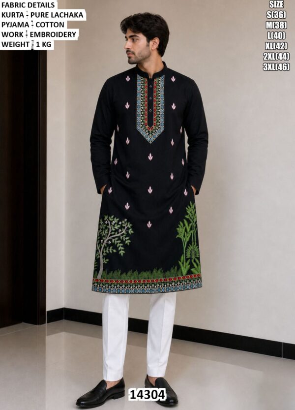 Men Kurta Pajama Set With Embroidery Work