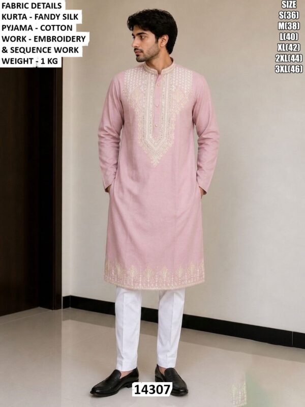 Men Kurta Pajama Set With Embroidery Work
