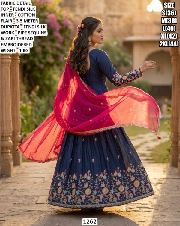 Traditional Designer Gown With Zari Work