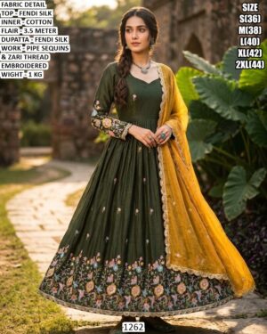 Traditional Designer Gown With Zari Work