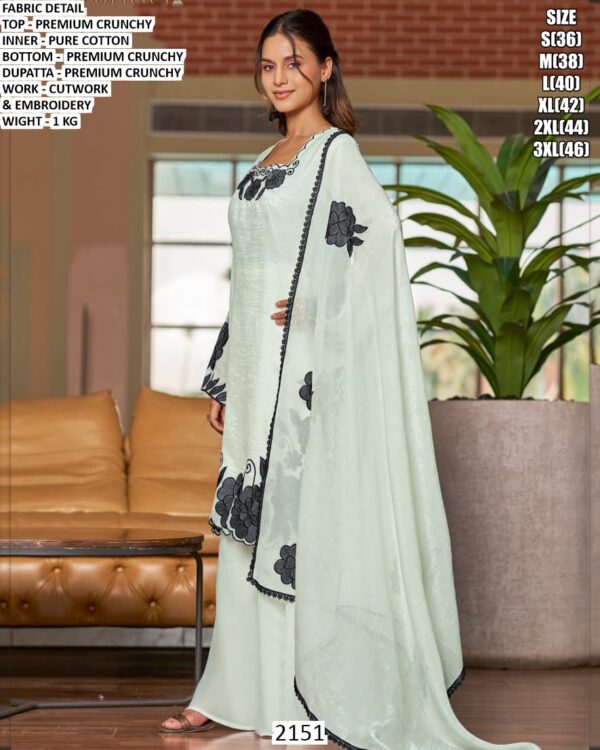 Crunchy Suit Set With Cutwork And Embroidery