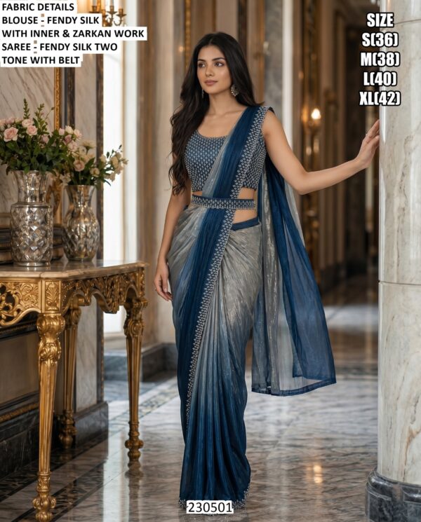 Elegant Fendy Silk Saree With Designer Blouse