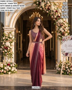 Elegant Fendy Silk Saree With Designer Blouse