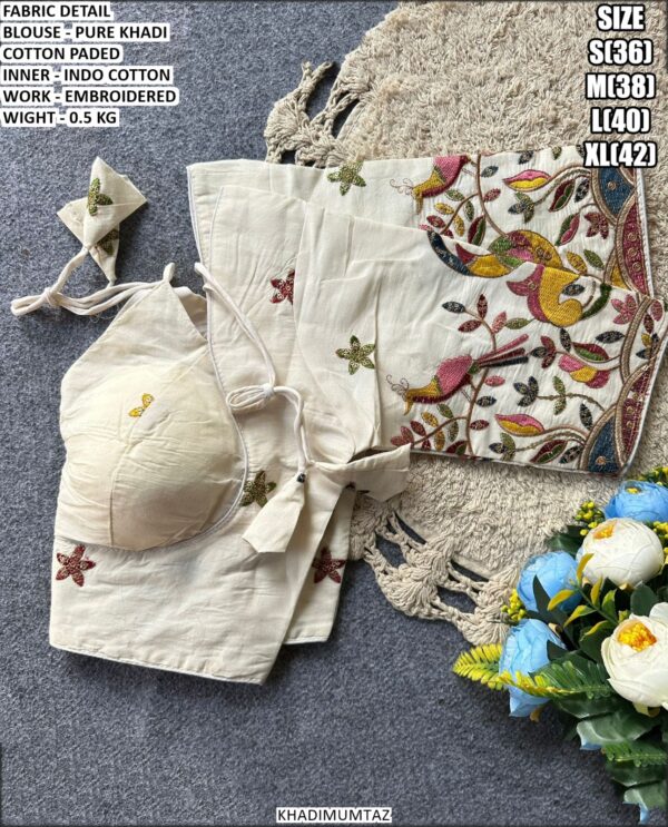 Pure Khadi Cotton Embroidered Blouse