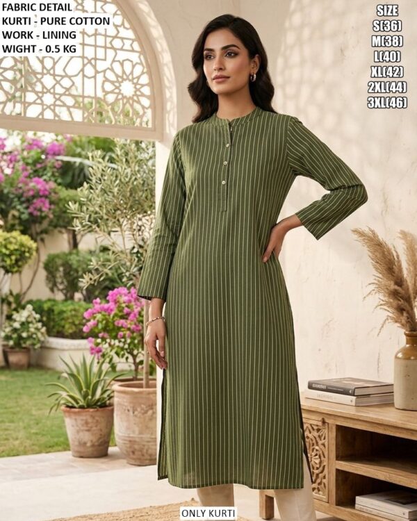 Elegant Lining Work Kurti For Office Wear